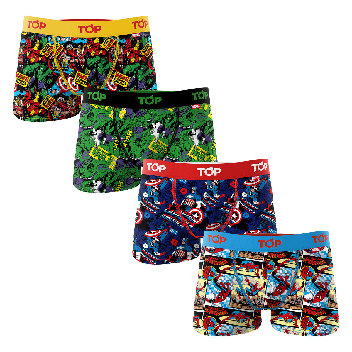 Boxer Nino Algodon Marvel Pack 4 C14 Top Underwear