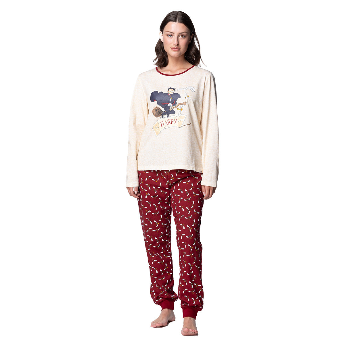 Pijama Largo Mujer Algodón Invierno Harry Potter C2