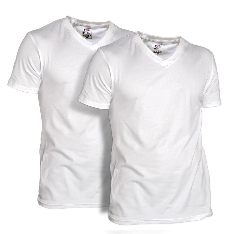 Pack de 2 camisetas blancas para hombre de algodón bio y cuello V Green by  Dim