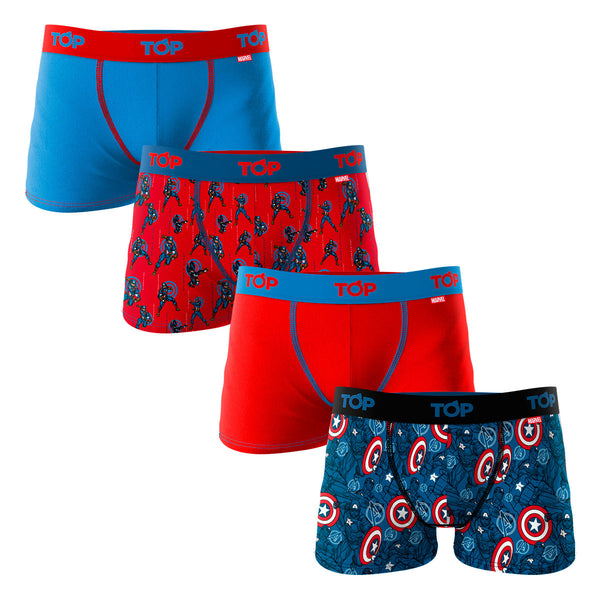 Boxer Nino Algodon Marvel Pack 4 C2 Capitan America Top Underwear